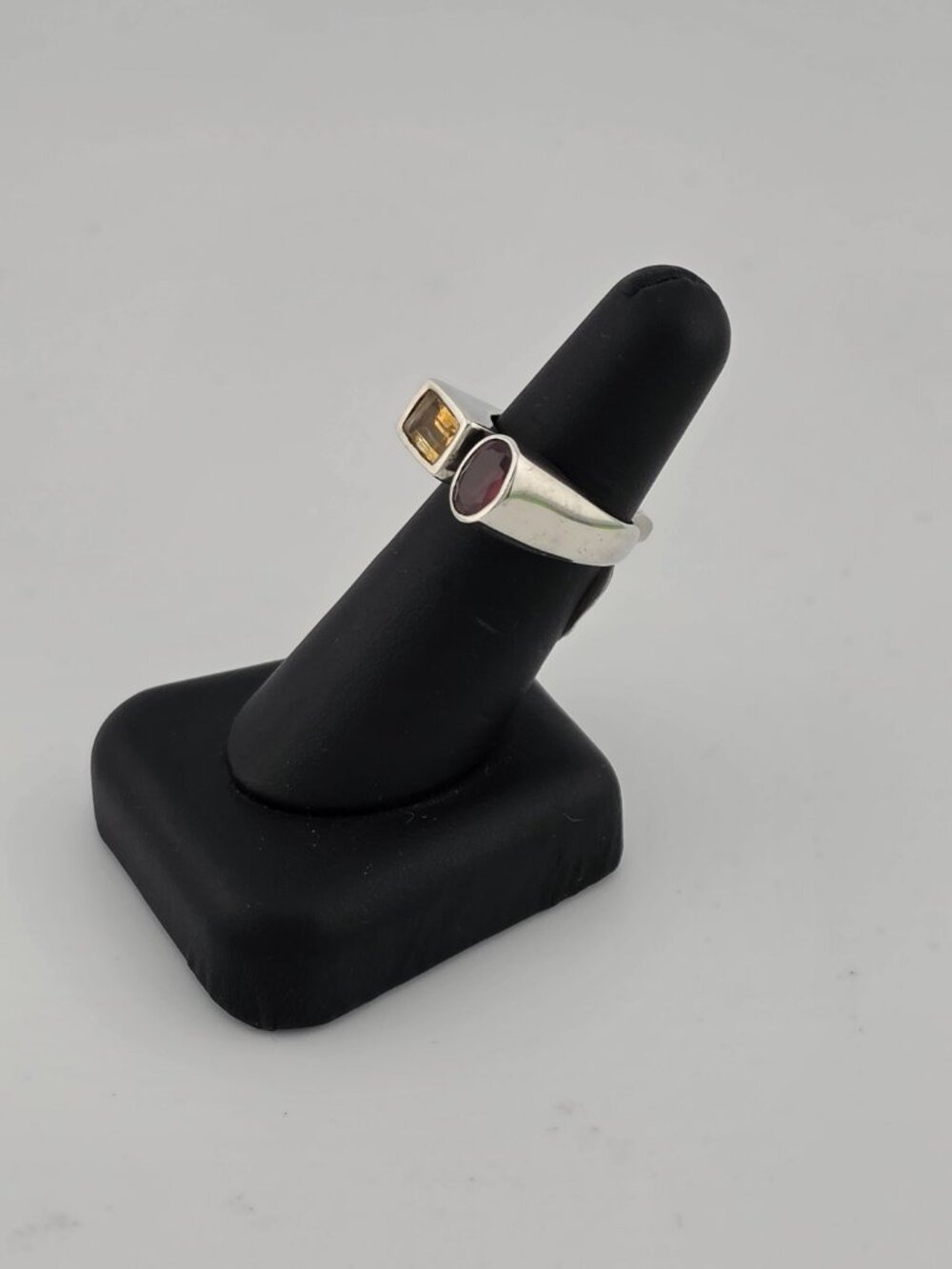 Sterling Silver 925 Statement Ring – Yellow and Brown Gemstone Duo - Picture 3 of 7
